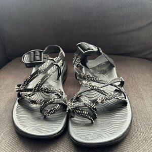 Chaco Black and White Strappy Sandals